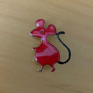Vintage Red Mouse Enamel Pin